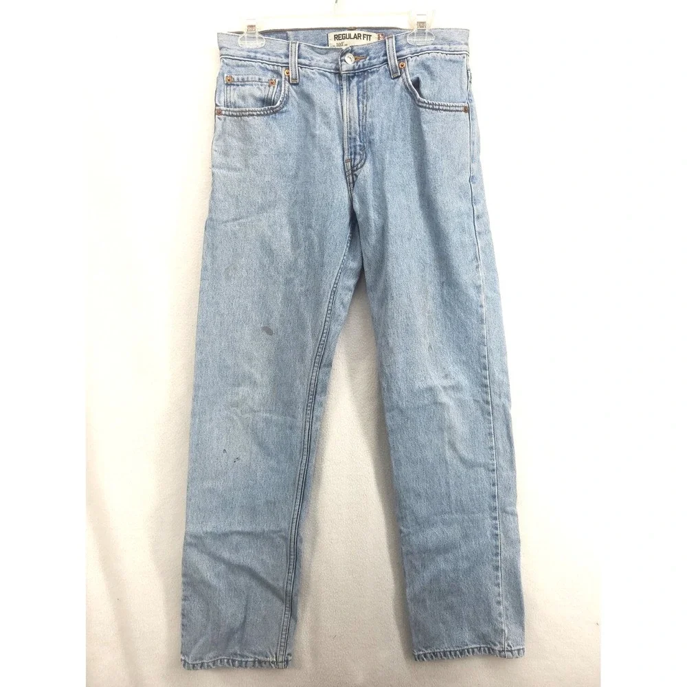Mens 505 Levis 30x32 Lt Wash Reg Fit Straight Leg Distressed Workwear Grunge vtg